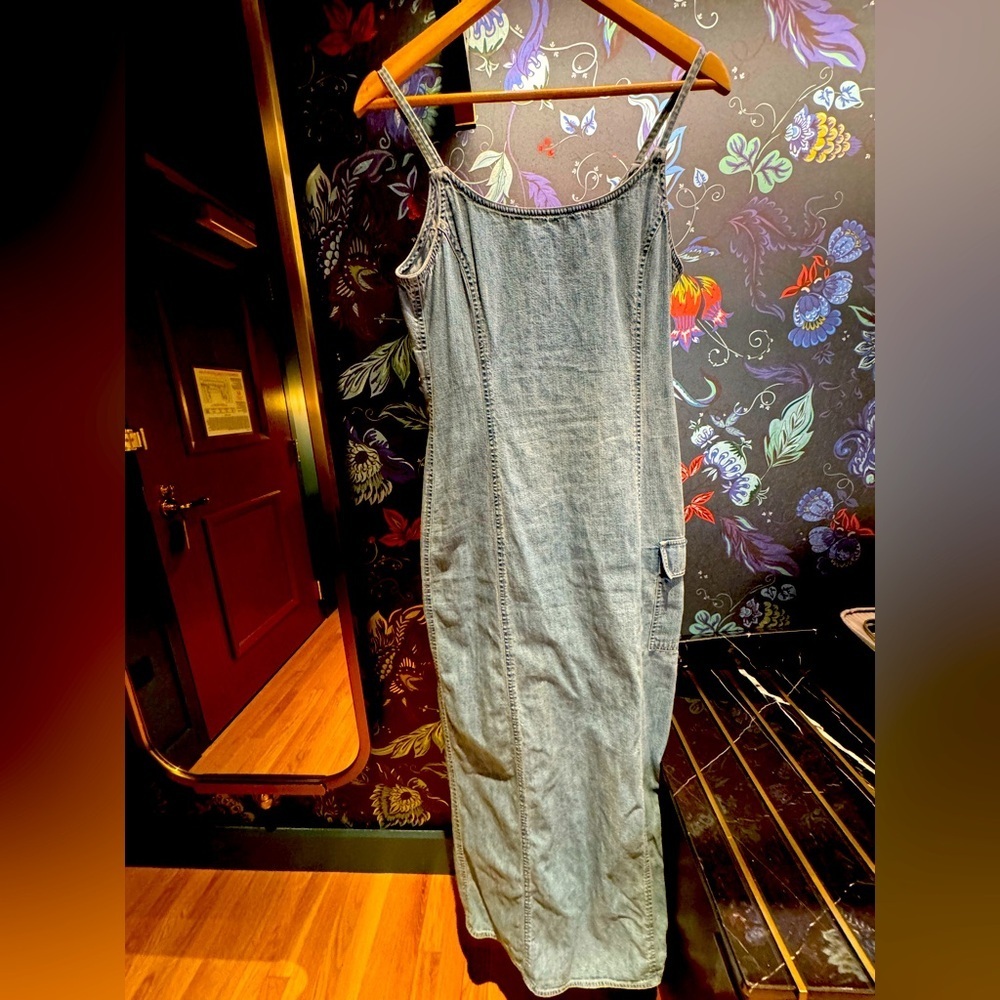 Vintage Y2K Jones New York Jeans Denim Maxi Dress with cargo pockets size 8